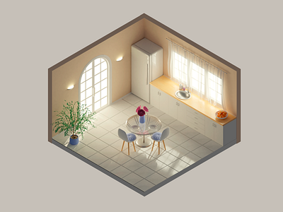 3d illustration kitchen