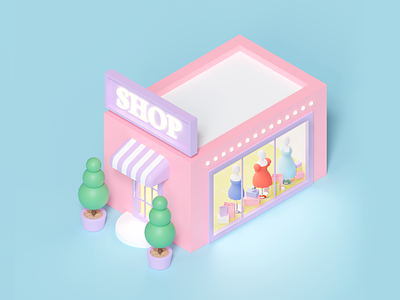 3d illustration offline store 3d 3d rendering blender boutique build cute illustration shop