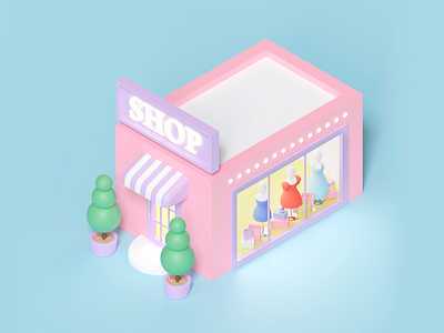 3d illustration offline store