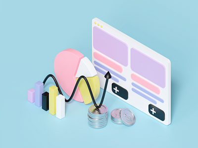Finance and charts 3d illustration