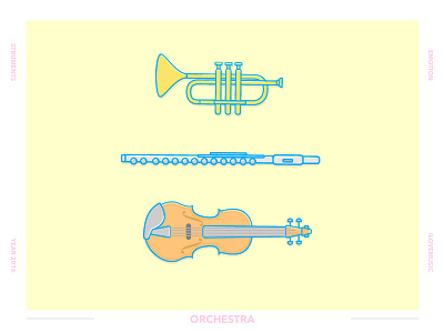 Orchestra design flat flute graphic icon ilovemusic music passion violin