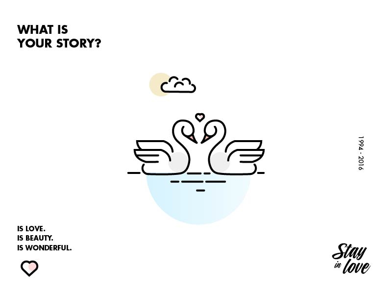 What is your story? design flat graphic icon love nice passion sea stay story swan