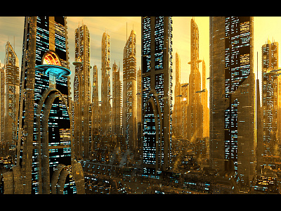The Golden City cityscape futuristic science fiction