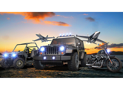 Prizefan for Call of Duty advertising f18 jeep product art promotional