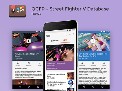 QCFP - News app app concept gaming material design street fighter