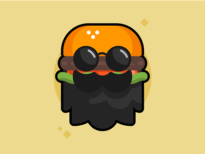 Burger Babas beard burger hamburger illustration