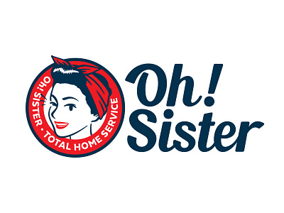 Oh! sister character identity logo navy red typography