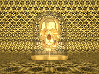 On Display 3d c4d cinema4d gold illustration lighting modeling skull still life studio victorian wallpaper