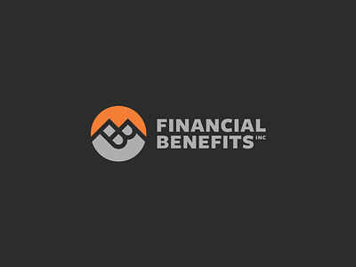 Financial Benefits Brand Identity branding charcoal identity logo monogram mountain negative space orange sans-serif typography wordmark