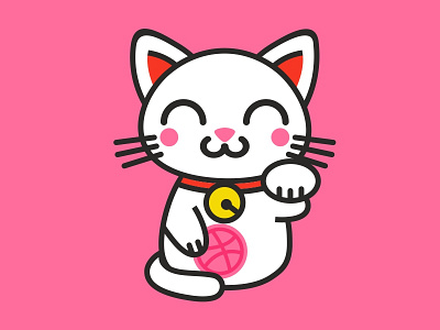 Dribbble First Shot beckoning cat cat maneki neko welcome