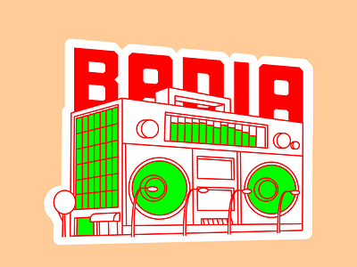 Badia sticker badia barcelona block boombox design hometown music sticker your
