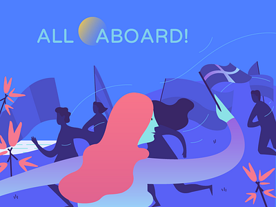 All aboard! eurovision flags illustration people