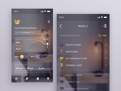 Smart Home App Exploration app application ui design home icons mobile smart smart home app ui