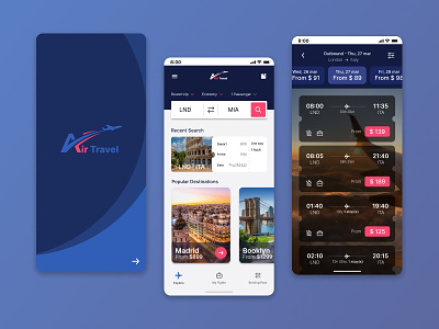 Air Travel air airlines app branding colors composition design graphic design illustration logo mobile page plane ticket travels ui ux vector web wireframe