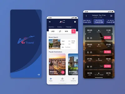 Air Travel air airlines app branding colors composition design graphic design illustration logo mobile page plane ticket travels ui ux vector web wireframe