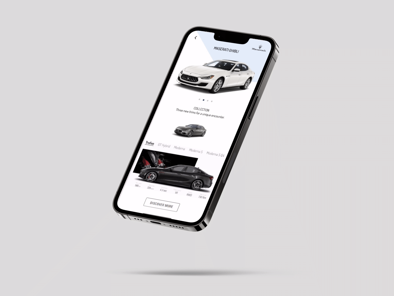 Maserati App 3d all android animation beautiful car cars colors design ferrari iphone landing mobile page popular proyect ui ux web