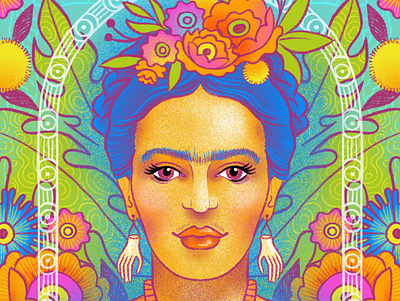 Frida Khalo design digital illustration flowers illustration frida kahlo illustration portrait procreateapp