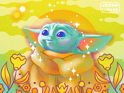Baby Yoda baby yoda design digital illustration flowers illustration ipad pro procreateapp star wars yoda