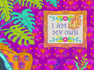 I Am My Own design digital illustration fashion illustration floral pattern illustration ipad pro lettering pattern plants procreateapp rainbow