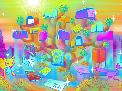 Mail Mirage desert design digital illustration editorial illustration illustration mail procreateapp psychedelic textures trees