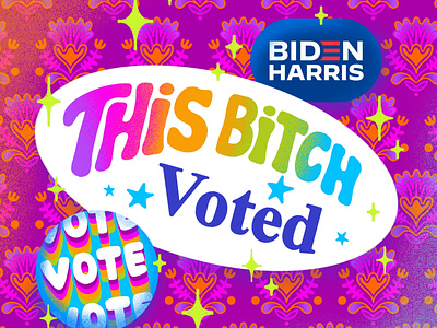 This Bitch Voted advertising design digital illustration election illustration pattern design politics sticker vote voting