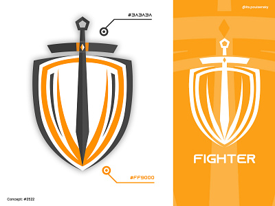 Fighter Logo concept design graphic design logo minimalist shield sword sword shield sword shield logo