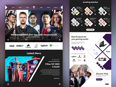 Wisp: The Gaming Website Platform design landing page minimalist ui uiux ux web design website