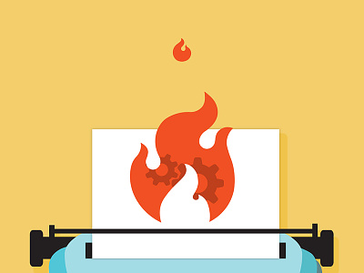 Why support stories spread like wildfire. design fire flames flat illustration retro support typewriter writing