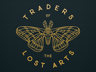 Traders of the Lost Arts logo art butterfly gallery insect logo moth studio