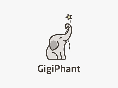 Cute Elephant Cartoon Mascot Flat Illustration Logo Design