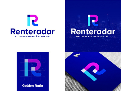 Initial letter R monogram modern colorful logo design