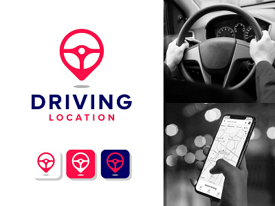 Steer Pin Map Car Driver Location Logo Design