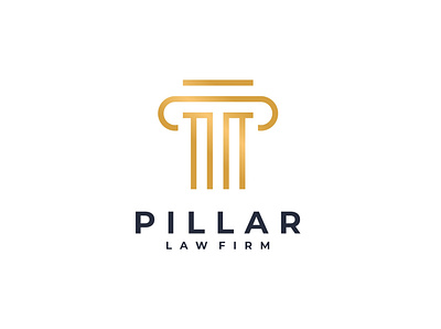 Pillar Law Gold Logo ancient attorney branding building creative design elegant gold golden graphic design idea illustration inspiration law lawyer logo logo design luxury pillar vector