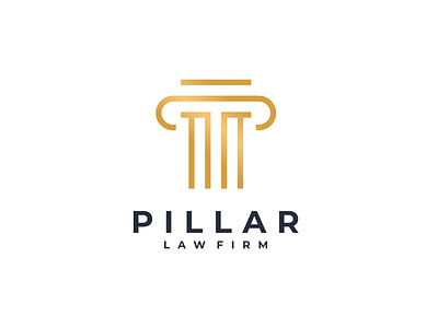 Pillar Law Gold Logo ancient attorney branding building creative design elegant gold golden graphic design idea illustration inspiration law lawyer logo logo design luxury pillar vector