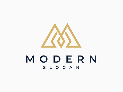 Letter M Modern Mountain Logo