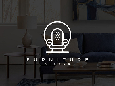 Sofa Living Room Furniture Logo art branding chair comfort couch design elegant furniture graphic design illustration interior line living logo logo design luxury room simple sofa vector