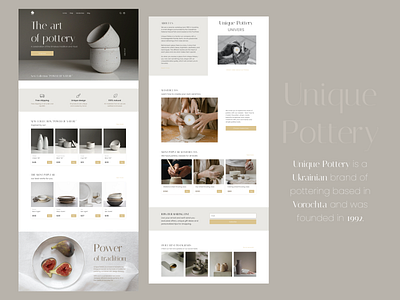 E-commerce website concept for "Unique Pottery" design ecommer ui ux web