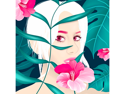 Fun with face_day 40 flower illustration portrait procreate