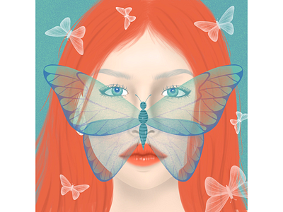 Fun with face_day 42 butterfly illustration portrait procreate