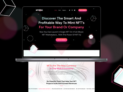 Landing page design Web 3 technology and data company for NFT IQ