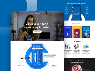 Diagnox Health Homepage design illustration landingpage ui webdesign webnemtechnology websitedesign