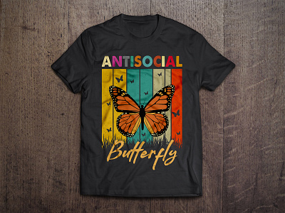 ANTISOCIAL BUTTERFLY T-SHIRT DESIGN branding bundle design graphic design illustration tshirt tshirt design typography vector