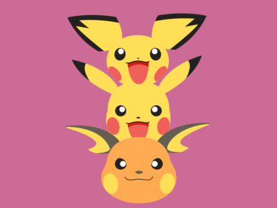Pikachu Family !!! animation charater cute motion pichu pikachu pokemon raichu