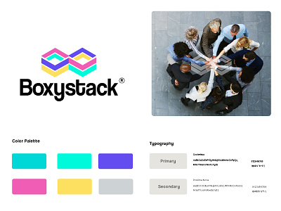 Boxystack box branding colour computer concept creative cybersecurity data digital future gradient internet logo mark minimal network connect software stack technology vector
