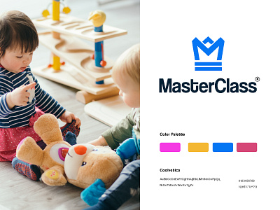 Masterclass brand branding classic creative crown icon identity kids kindergarden logo m mark master masters of the universe minimal school schools student teaching vector