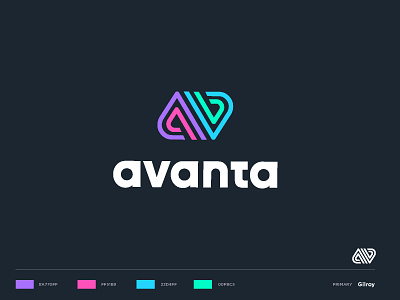 Avanta brandhalos colourful concept creative developers gradient icon identity illustration letter letter a logo mark minimal network sci fi software technology vector