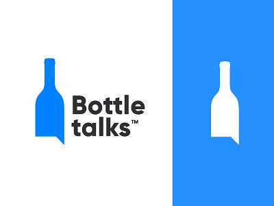 Bottletalks blue bottle branding chat communication concept creative design home made icon identity logo mark minimal online shop speak speech bubble talk winery