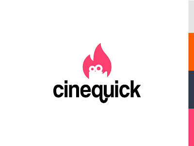 Cinequick adults concept creative fire flames hot icon identity illustration industry journal logo mark masala minimal negative space play player vector video