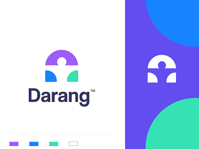 Darang branding care colorful concept creative gradient health risk management icon identity illustration insurance letter d logo man mark minimal negative space people rise support