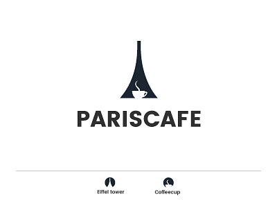 Paris cafe branding cake coffee coffee cup concept cookie creative eiffel tower food icon identity logo mark minimal negative space paris salad snacks vector